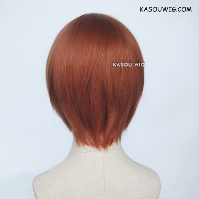 S-2 / SP06 Auburn brown short bob smooth cosplay wig with long bangs
