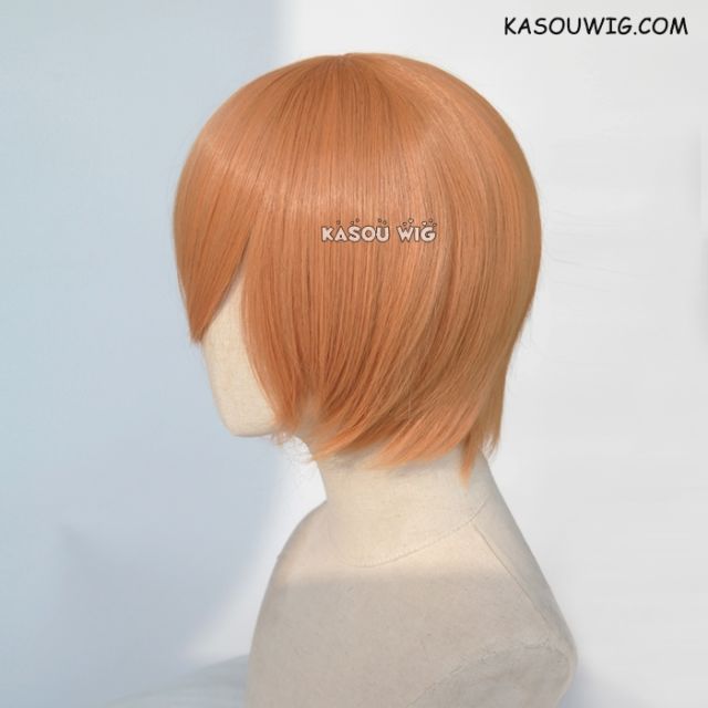 S-2 / SP19 pastel orange short bob smooth cosplay wig with long bangs