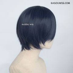Danganronpa V3 Saihara shuichi S-2 / SP03 deep blue short bob smooth cosplay wig with long bangs