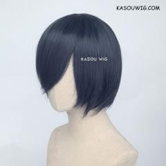 Danganronpa V3 Saihara shuichi S-2 / SP03 deep blue short bob smooth cosplay wig with long bangs
