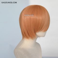 S-2 / SP19 pastel orange short bob smooth cosplay wig with long bangs