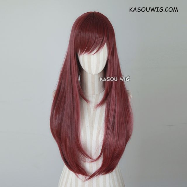L-2 / SP18 wine red 75cm long straight wig . Tangle Resistant fiber