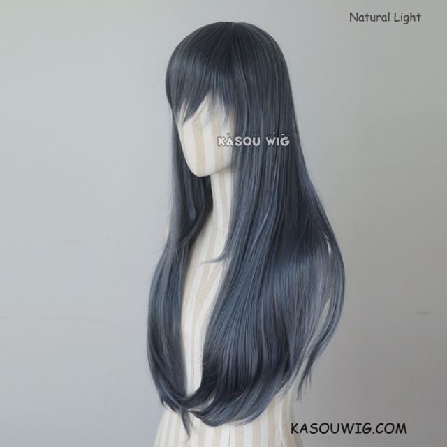 L-2 / SP29 bluish gray 75cm long straight wig . Tangle Resistant fiber