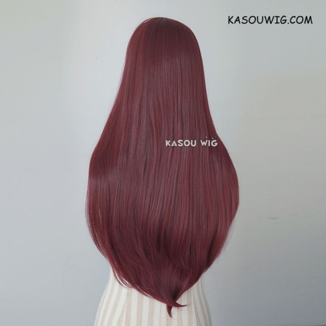 L-2 / SP18 wine red 75cm long straight wig . Tangle Resistant fiber