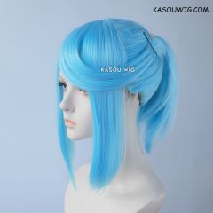 S-3 / KA046 light blue ponytail base wig with long bangs.