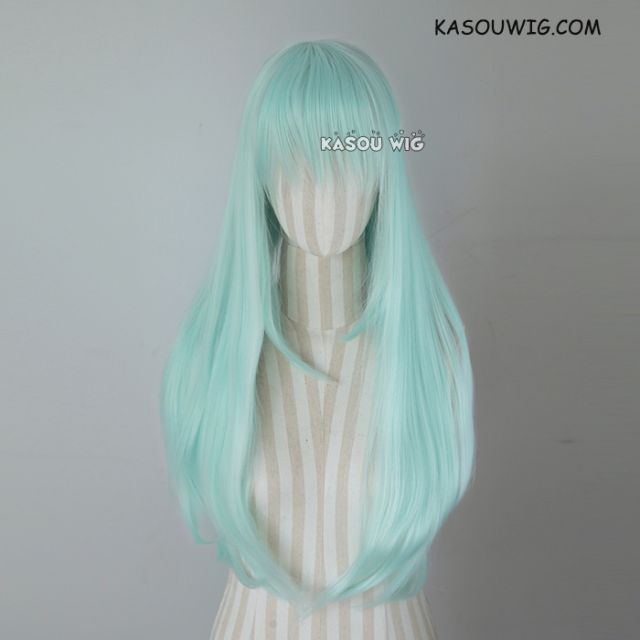 L-2 / SP16 pastel mint green 75cm long straight wig . Tangle Resistant fiber