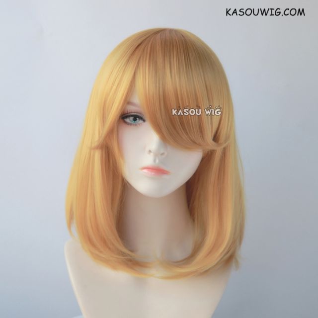 M-1/ KA013 light golden long bob cosplay wig. shouder length lolita wig suitable for daily use