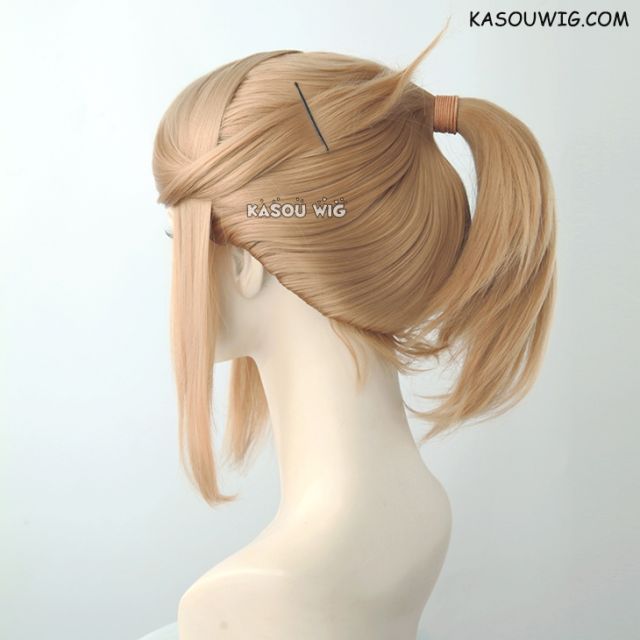 S-3 / KA017 dark natural blonde ponytail base wig with long bangs.