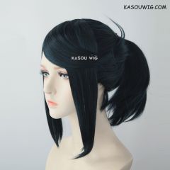 S-3 / KA052 black blue ponytail base wig with long bangs.