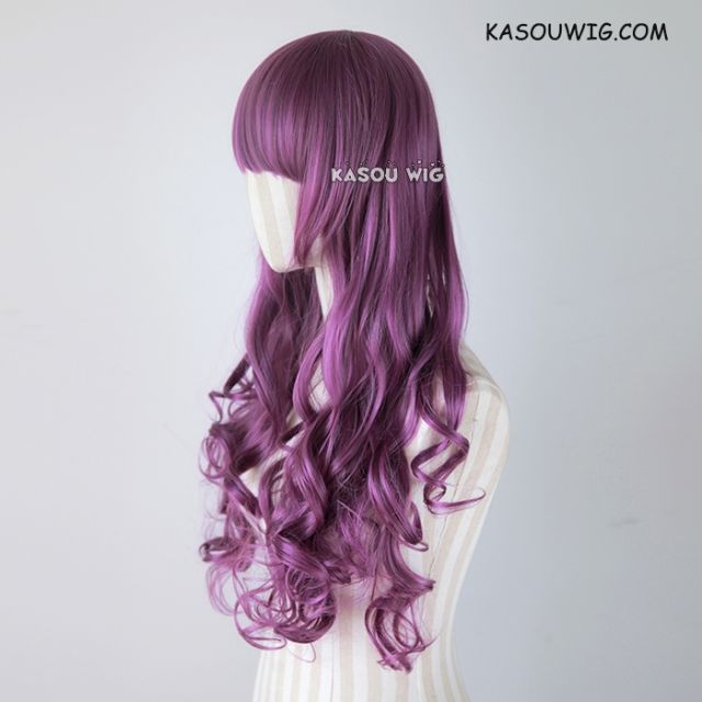 L-1 / SP40 grape purple 75cm long curly wig . Hiperlon fiber