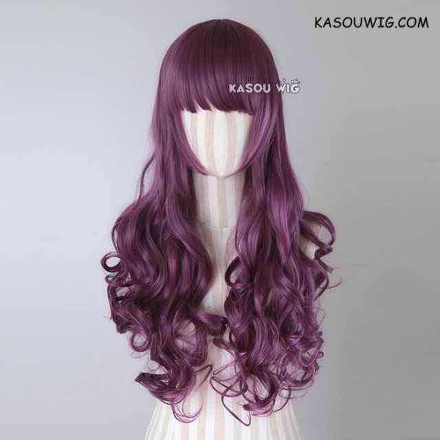 L-1 / SP40 grape purple 75cm long curly wig . Hiperlon fiber