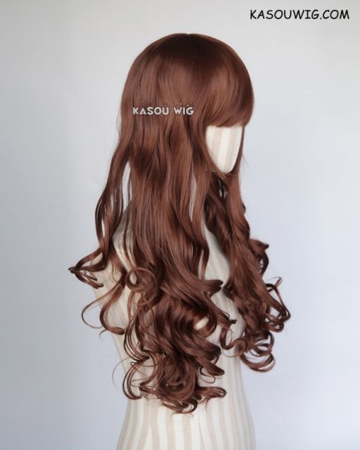 L-1 / KA026 Walnut Brown 75cm long curly wig . Hiperlon fiber