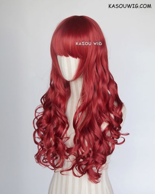 L-1 / KA042 apple red 75cm long curly wig . Hiperlon fiber