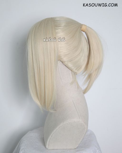 S-3 / SP17 light cream blonde ponytail base wig with long bangs.
