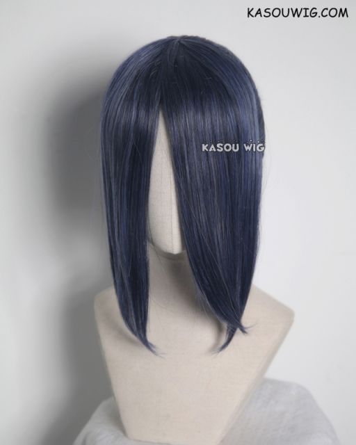 S-3 / KA051 navy blue ponytail base wig with long bangs.
