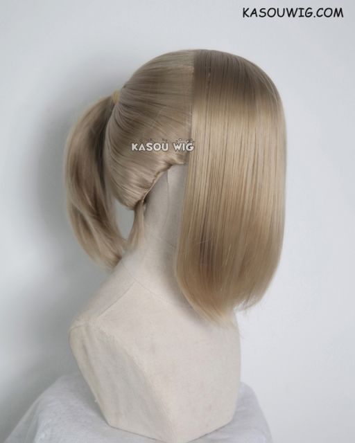 S-3 / KA016 tanned blonde ponytail base wig with long bangs.