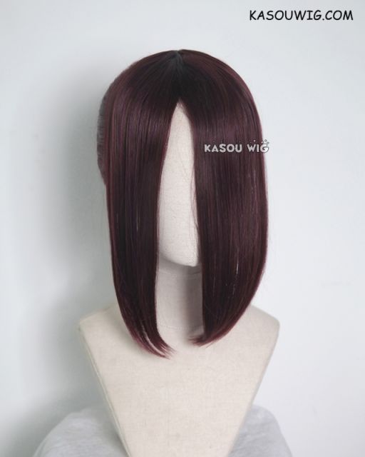 S-3 / KA058 dark reddish brown  ponytail base wig with long bangs.