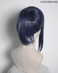 S-3 / KA051 navy blue ponytail base wig with long bangs.