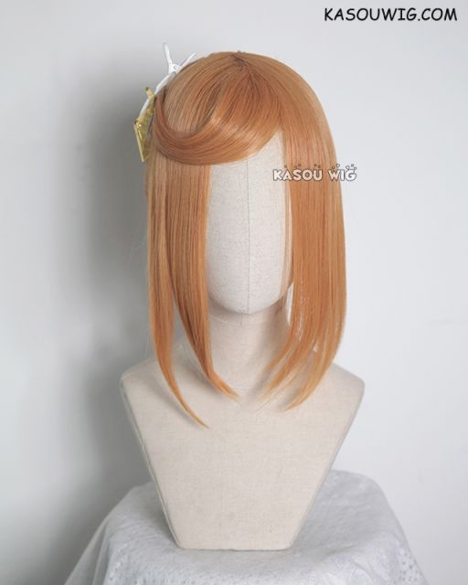 S-3 / SP19 pastel orange ponytail base wig with long bangs.