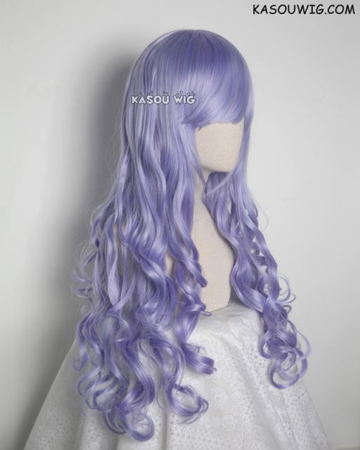 L-1 / KA056 pastel Lavender 75cm long curly wig . Hiperlon fiber