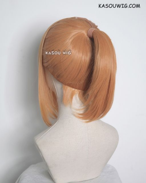 S-3 / SP19 pastel orange ponytail base wig with long bangs.