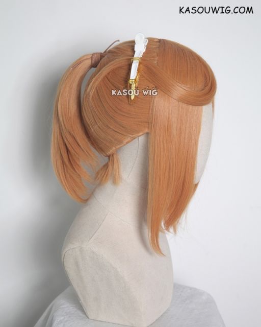 S-3 / SP19 pastel orange ponytail base wig with long bangs.