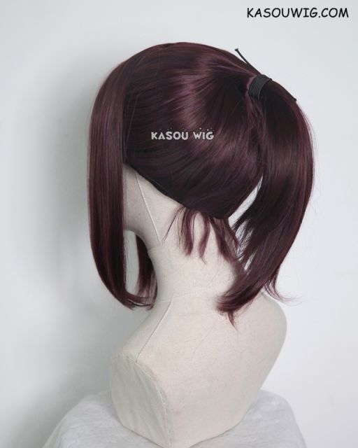 S-3 / KA058 dark reddish brown  ponytail base wig with long bangs.