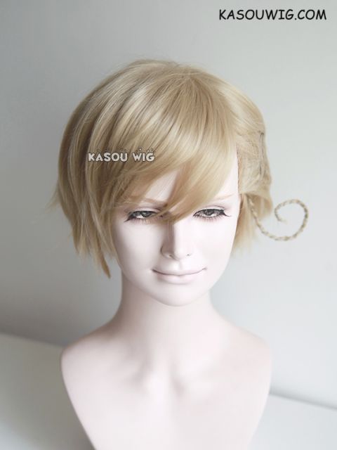 APH / Axis Power Hetalia Norway short side parted beige blonde cosplay wig with ahoge. SP11