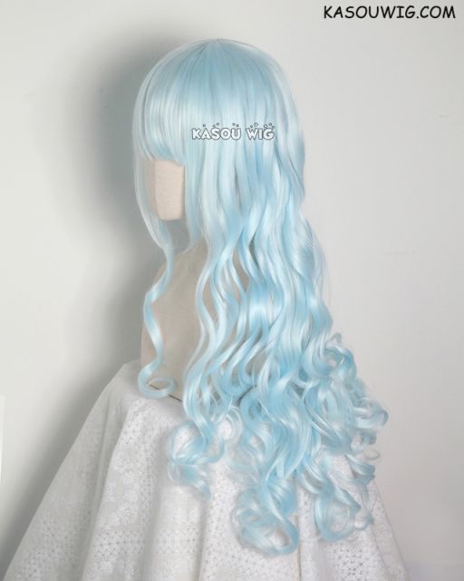 L-1 / KA045 Light Cyan 75cm long curly wig . Hiperlon fiber