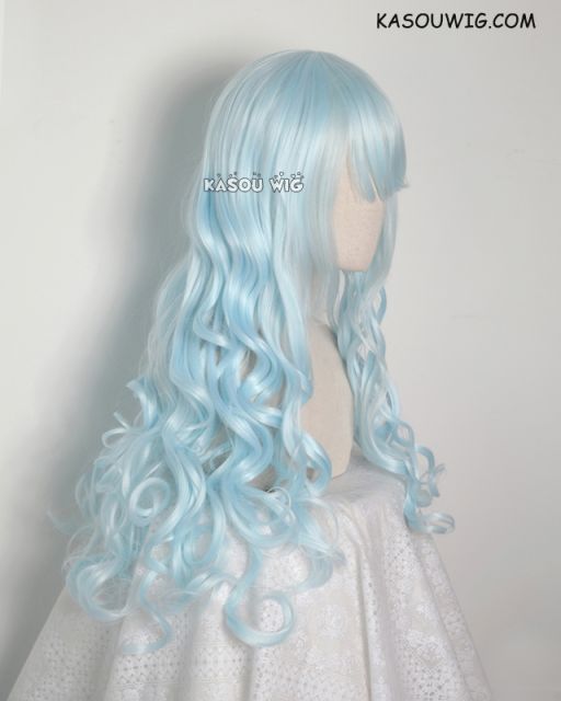 L-1 / KA045 Light Cyan 75cm long curly wig . Hiperlon fiber