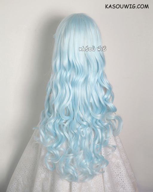 L-1 / KA045 Light Cyan 75cm long curly wig . Hiperlon fiber