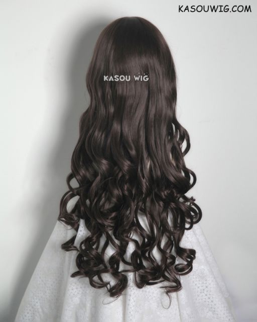L-1 / KA030 deep brown 75cm long curly wig . Hiperlon fiber