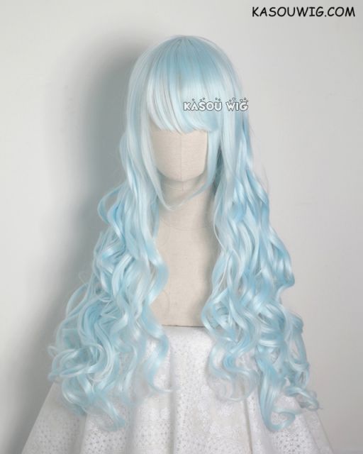 L-1 / KA045 Light Cyan 75cm long curly wig . Hiperlon fiber