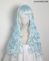 L-1 / KA045 Light Cyan 75cm long curly wig . Hiperlon fiber