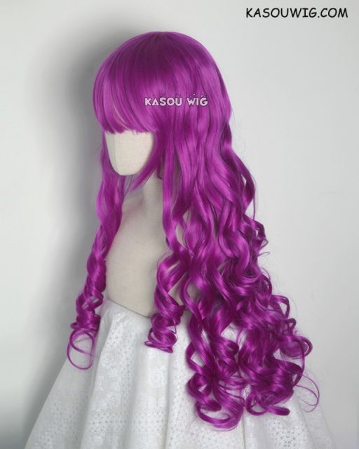 L-1 / KA053 Red Violet Purple 75cm long curly wig . Tangle Resistant fiber