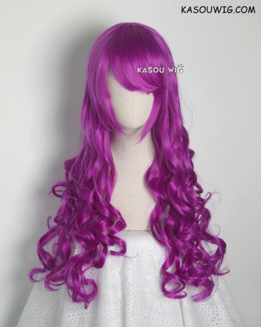 L-1 / KA053 Red Violet Purple 75cm long curly wig . Tangle Resistant fiber