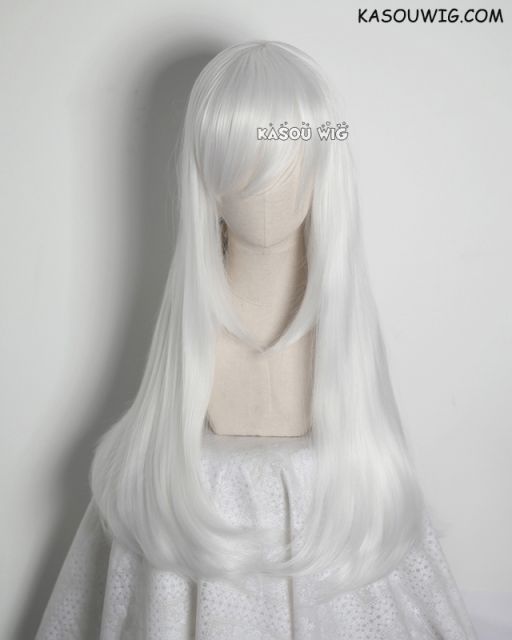 L-2 / KA001 snow white 75cm long straight wig . Tangle Resistant fiber