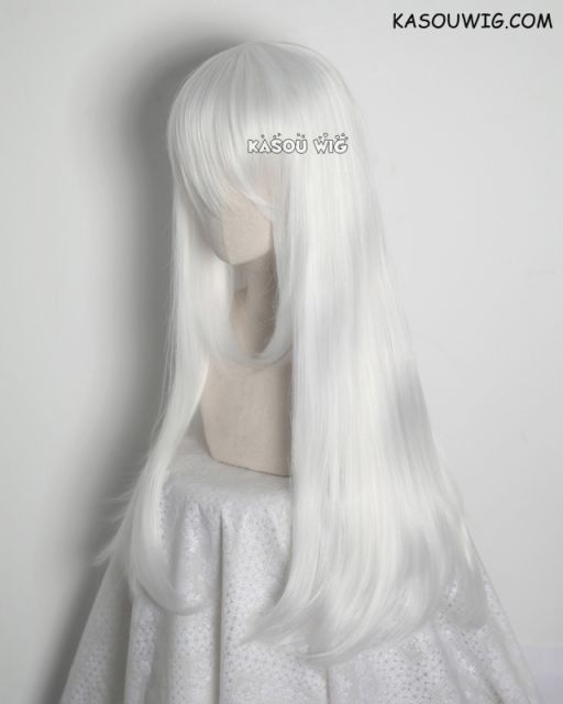 L-2 / KA001 snow white 75cm long straight wig . Tangle Resistant fiber