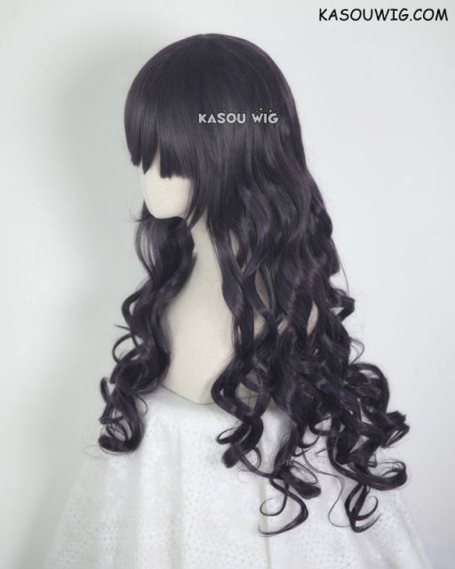 L-1 / SP31 deep purple 75cm long curly wig . Tangle Resistant fiber