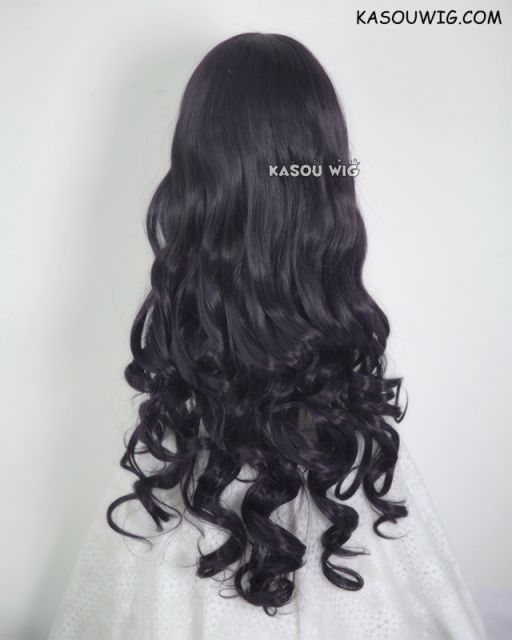 L-1 / SP31 deep purple 75cm long curly wig . Tangle Resistant fiber