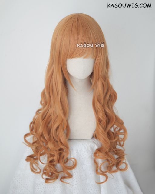 L-1 / SP19 pastel orange 75cm long curly wig . Tangle Resistant fiber