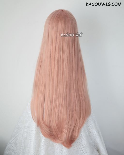 L-2 / SP22 coral pink 75cm long straight wig . Tangle Resistant fiber