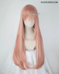 L-2 / SP22 coral pink 75cm long straight wig . Tangle Resistant fiber