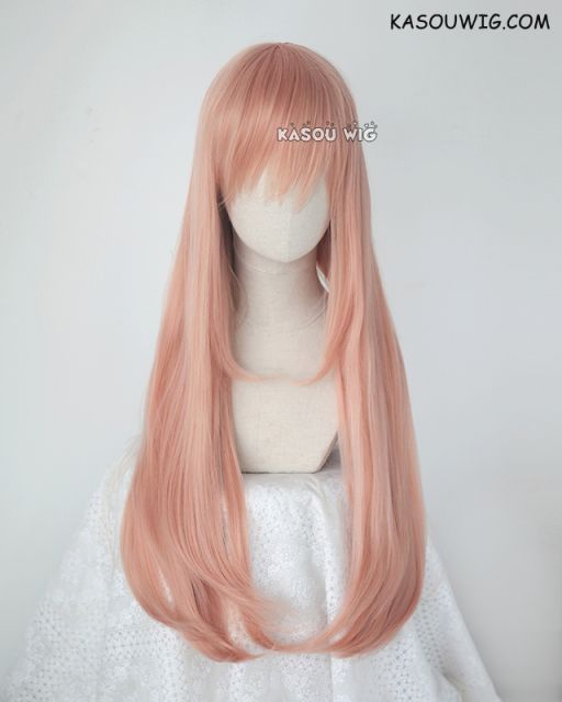 L-2 / SP22 coral pink 75cm long straight wig . Tangle Resistant fiber