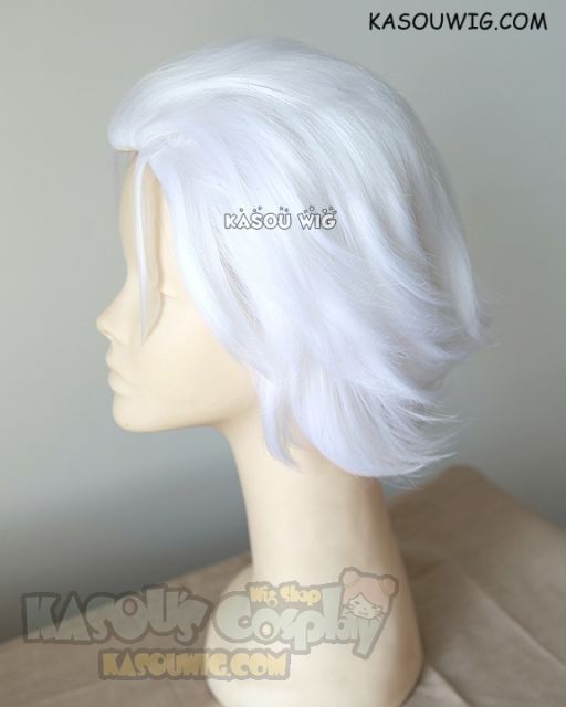Devil May Cry Vergil  / Fate Stay Night  Archer / Tokyo Ghou Kaneki Ken short all back white layers cosplay wig with widows peak