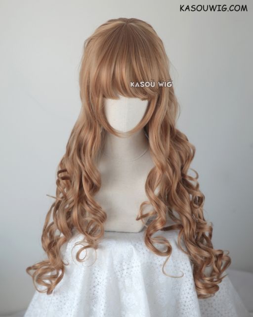 L-1 / KA023 caramel 75cm long curly wig . Tangle Resistant fiber