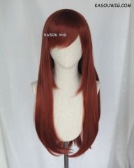 L-2 / KA044 Burnt umber red 75cm long straight wig . Heating Resistant fiber