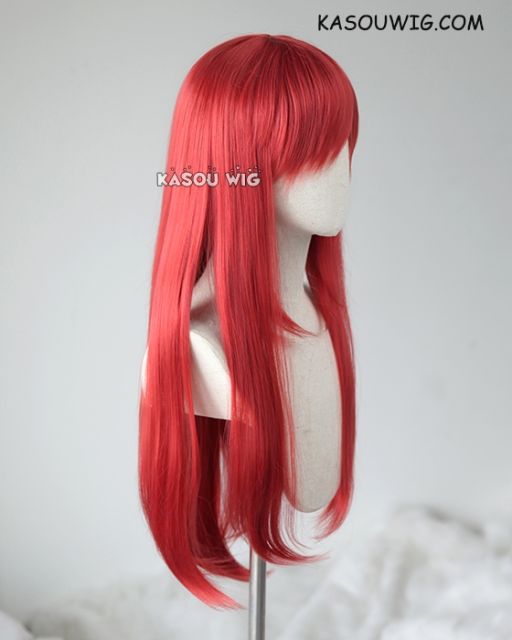 L-2 / KA042 apple red  75cm long straight wig . Heating Resistant fiber