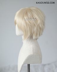 S-1 / SP17 >>31cm / 12.2" short light cream blonde layered wig, easy to style,Hiperlon fiber