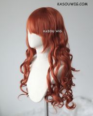 L-1 / KA022 Copper Penny 75cm long curly wig . Hiperlon fiber